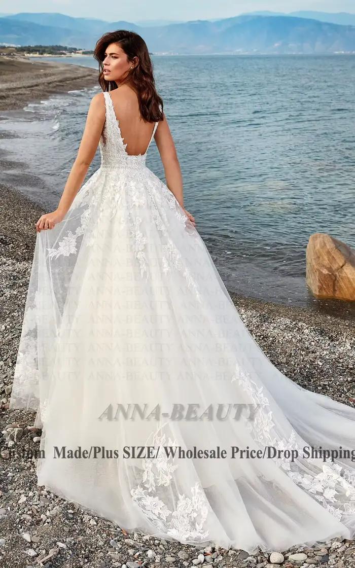 Anna charmante Robe De mariée col en v femme