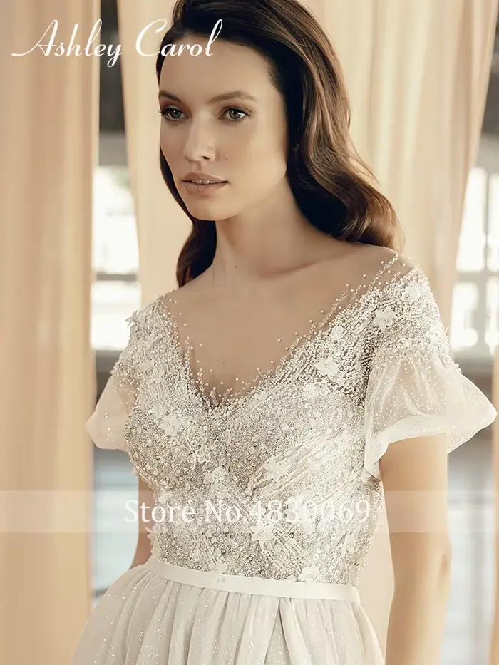 Ashley Carol-Robes de mariée à manches bouffantes
