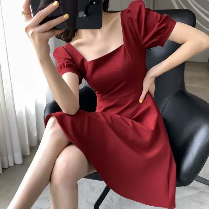 Robe de Soirée Élégante à Manches Courtes pour Femme