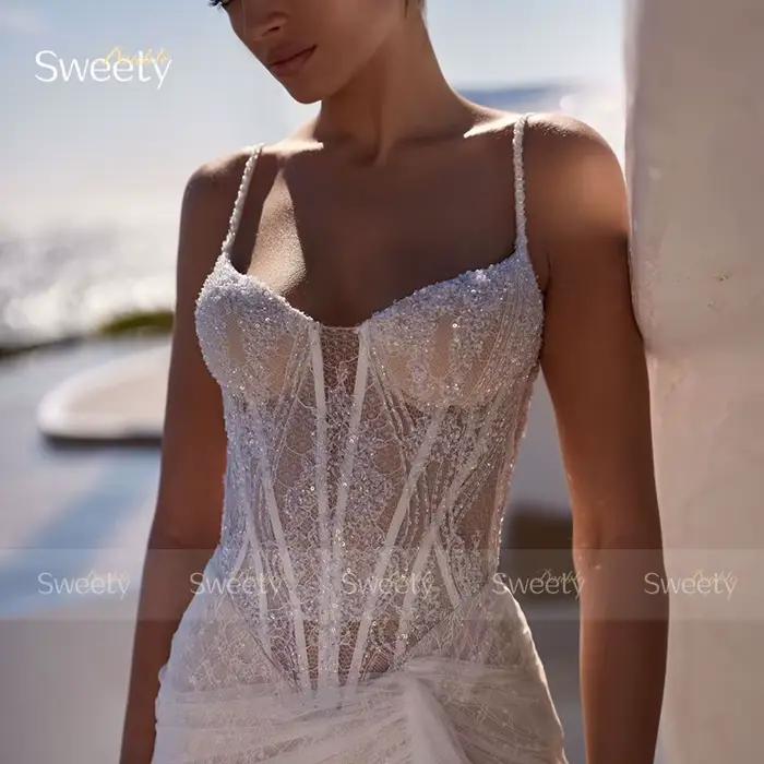 Robe De mariée sirène luxueuse en Organza avec broderie De perles
