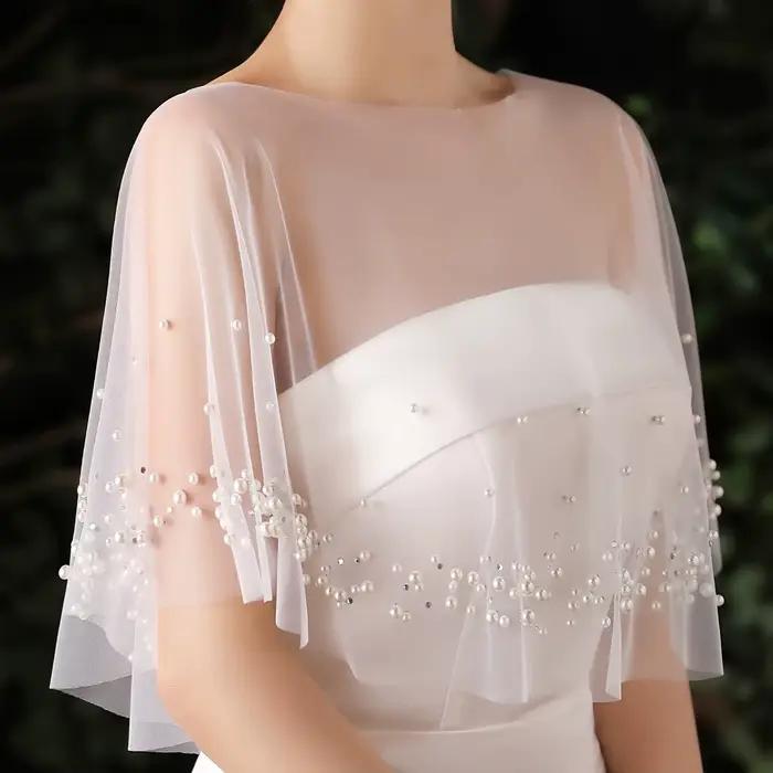 Cape de robe de soirée de mariage avec perles