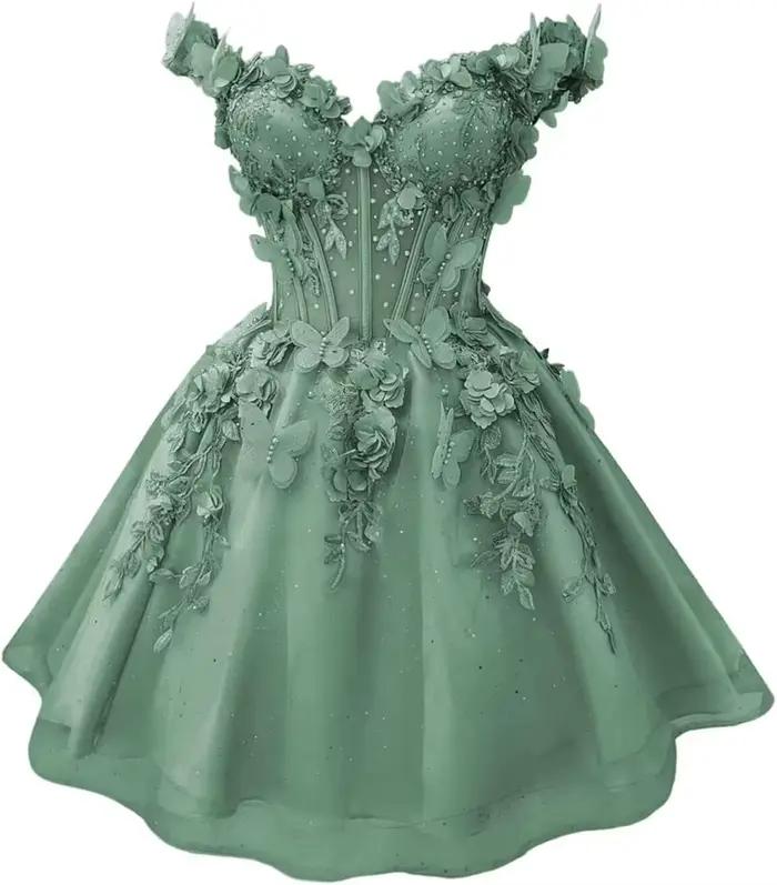 Robes de soirée courtes papillon 3D pour adolescents