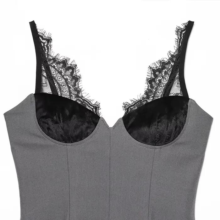 Robe femme 2025 nouvelle mode Sexy dentelle profonde col en v