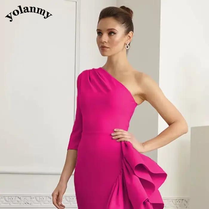 YOLANMY glamour une épaule mère De la mariée Robe volants cérémonie marié