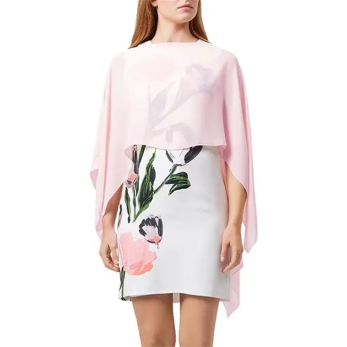 Cape de Mariage en Mousseline de Soie Rose pour Femme