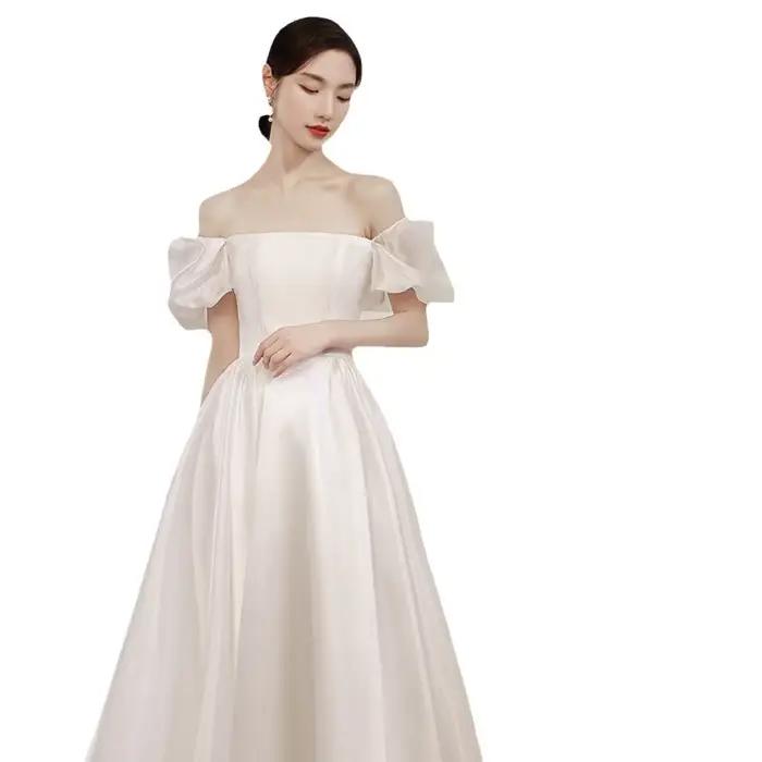 Robe de mariée française en polyester et dentelle, style forêt, cintrée à la taille, robe trapèze personnalisable pour femmes occasions spéciales