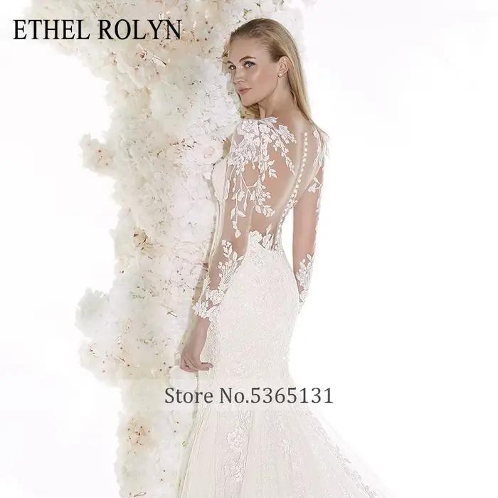 ETHEL ROLYN romantique sirène robes De mariée à manches longues Sexy chérie brillant Illusion
