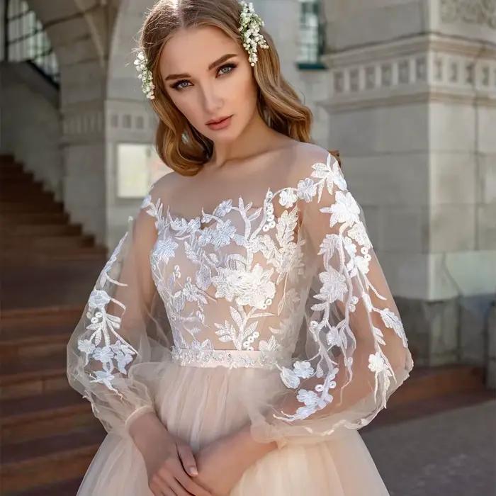Robe de Mariée Trapèze en Dentelle
