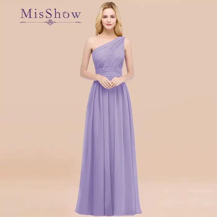 Misshow-Robe de Demoiselle d'Honneur en Mousseline Plissée pour Femme