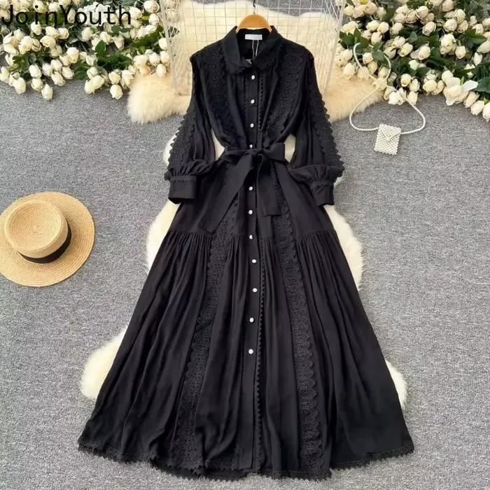 Robe Vintage Femme col rabattu lanterne manches