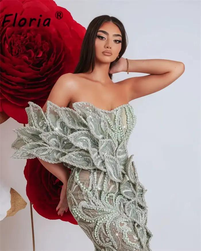 Robe de mariée de luxe vert menthe pâle