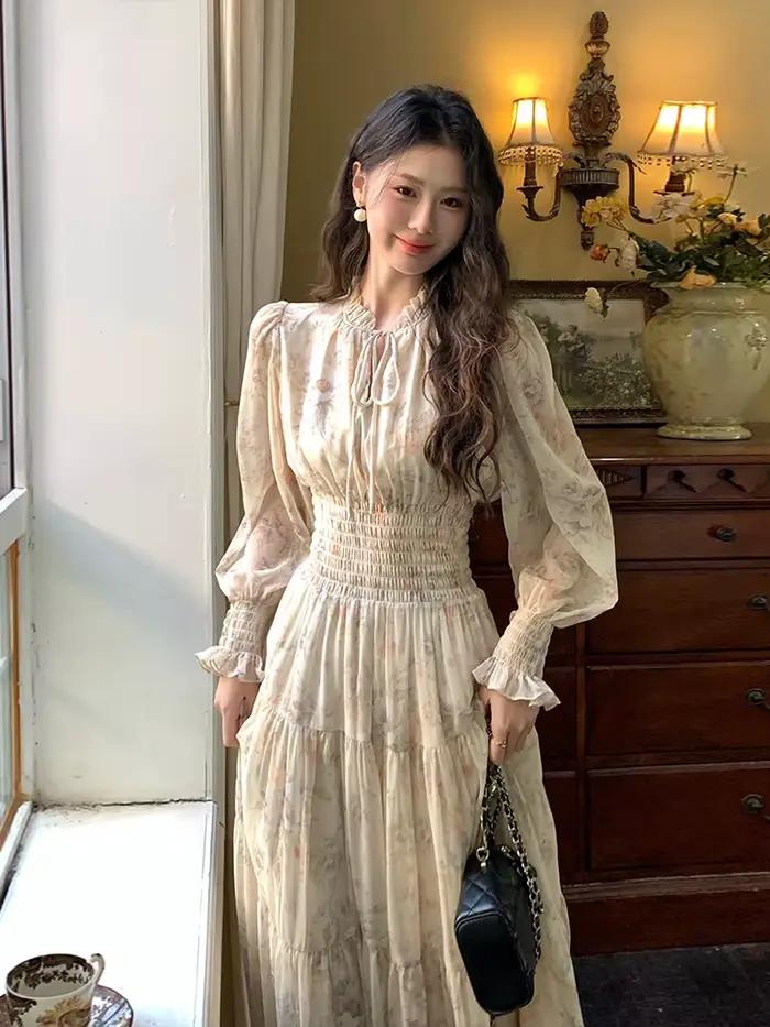Robe de fée imprimée en mousseline de soie