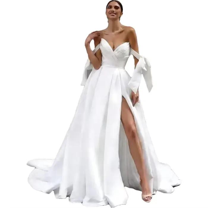 Robes de mariée personnalisées élégantes et simples en satin