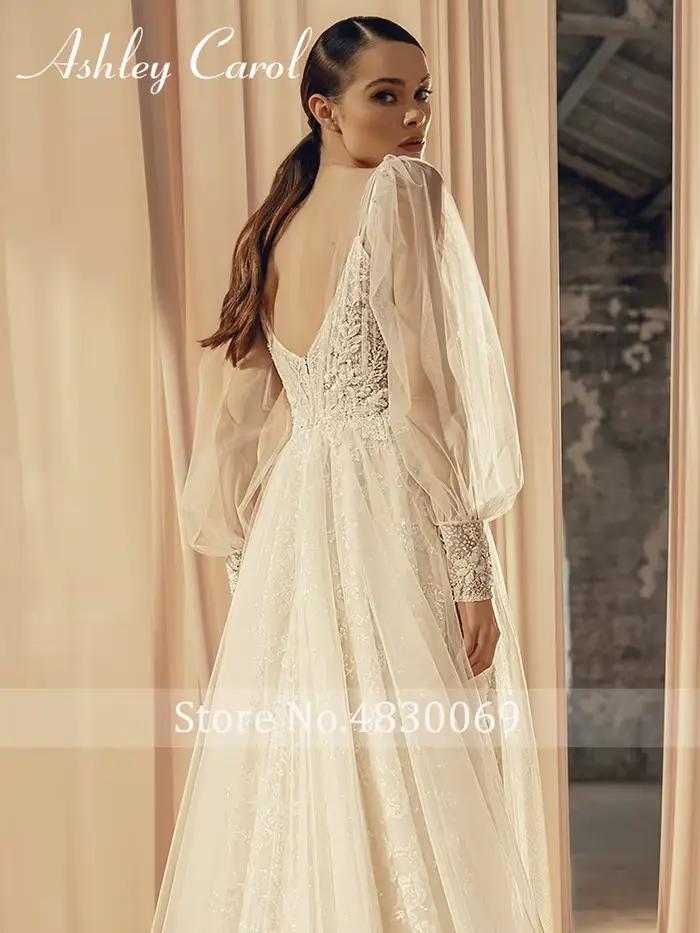 Ashley Carol-Robe de mariée en dentelle avec appliques de perles