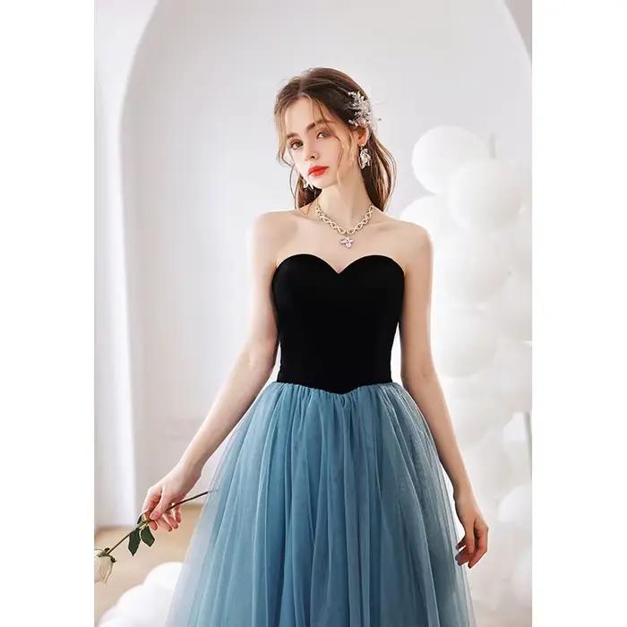 Robes de bal de soirée chérie automne nouveau col en v a-ligne robe
