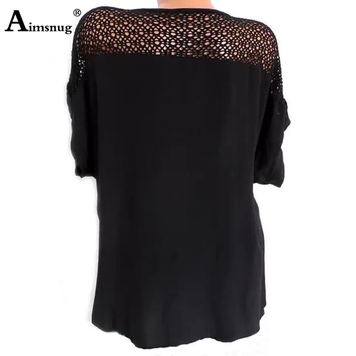 Grande taille S-6XL femmes nouveau été creux solide Y-manches chauve-souris broderie femme T-Shirt Streetwear adt dames Tee Shirt
