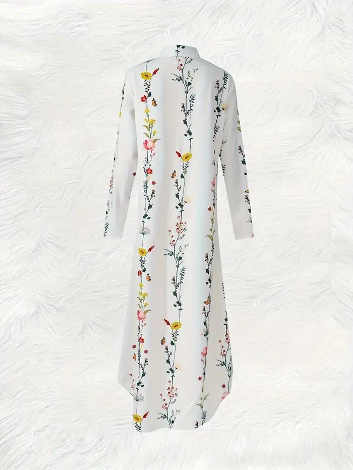 Robe décontractée à manches longues à imprimé floral pour femme