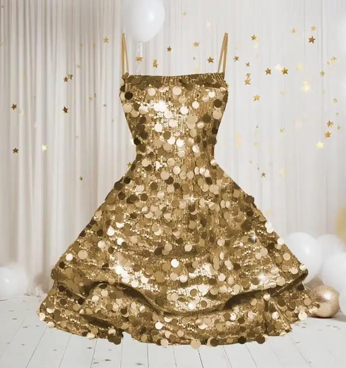 Robe Courte Sexy à Paillettes pour Adolescentes