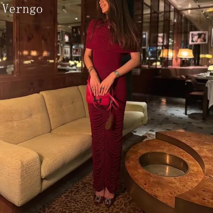 Verngo – robe de soirée en crêpe rouge