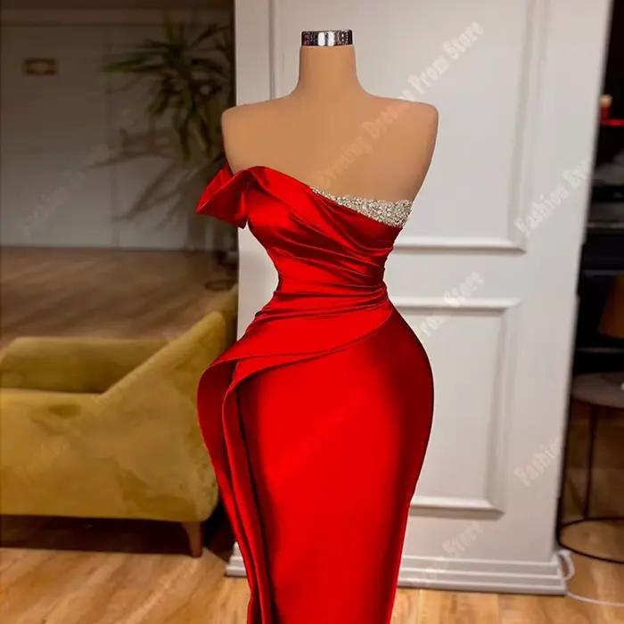 Belle rouge Simple femmes robes De soirée 2025 dos nu sans manches vadrouille personnalisé fascinant sirène dame robe De Gala