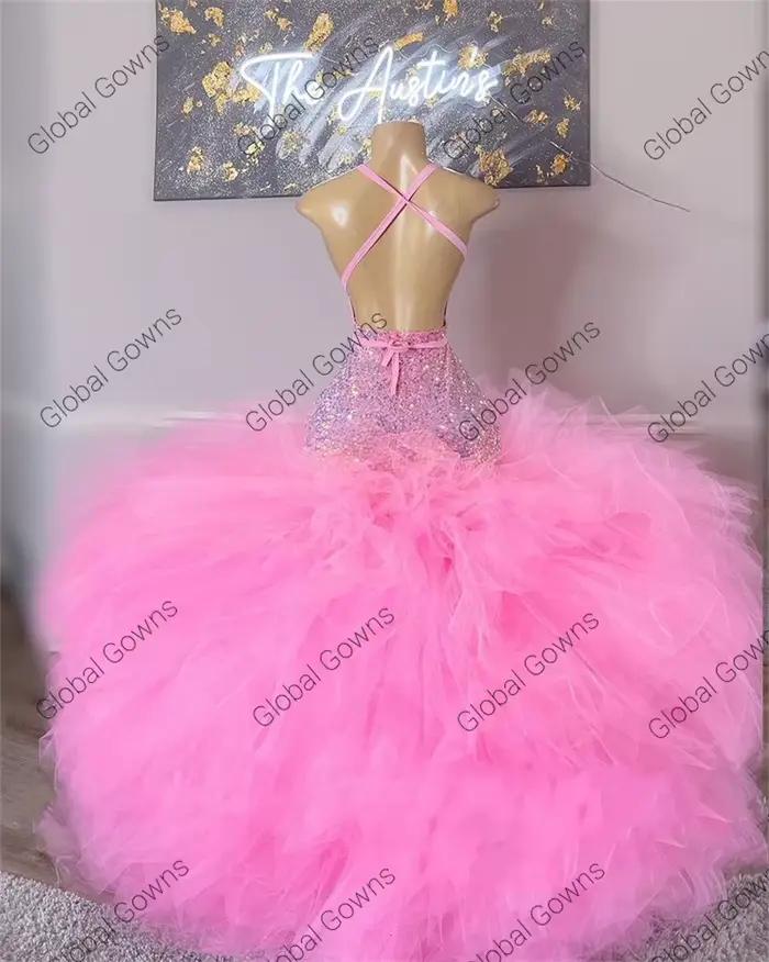 Robe de Rhlongue à paillettes roses pour filles