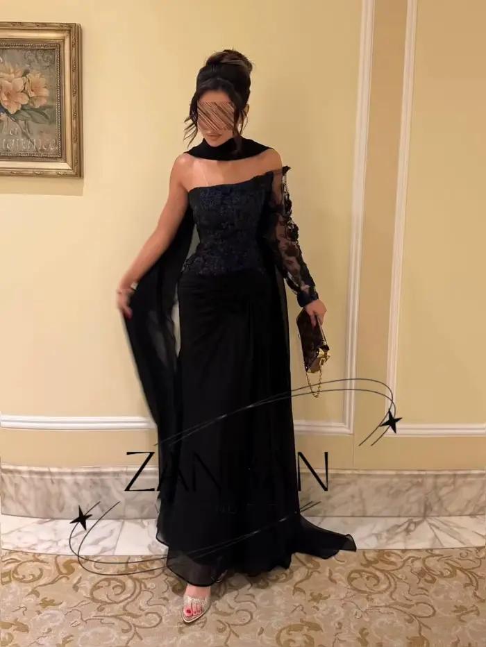 Robes de soirée de luxe en mousseline noire ZanBan