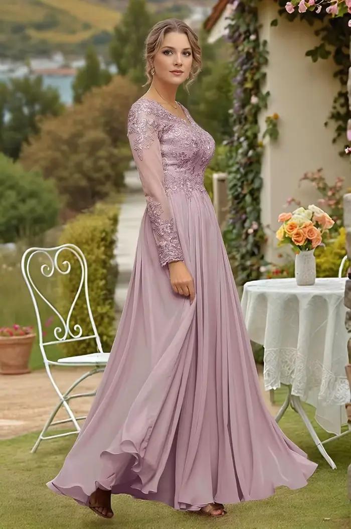 Robes de soirée longues à manches longues pour la mère de la mariée