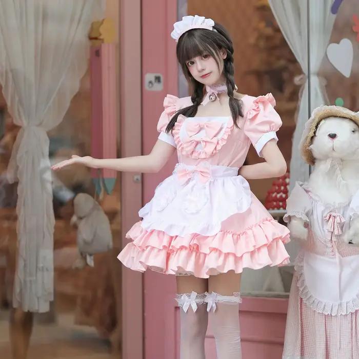 Robe Lolita Sexy Japonaise Crème Petite Demoiselle De Miel Costume Bleu Rose Rouge Noir