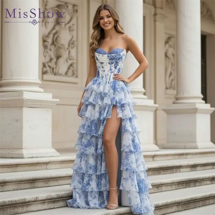 Robe de soirée longue en mousseline MisShow pour femme