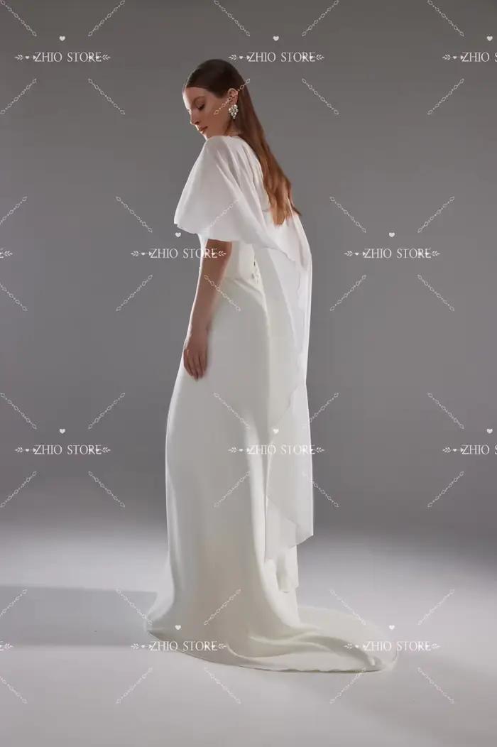 Robe de mariée sirène fluide ZHIO en satin mat et mousseline
