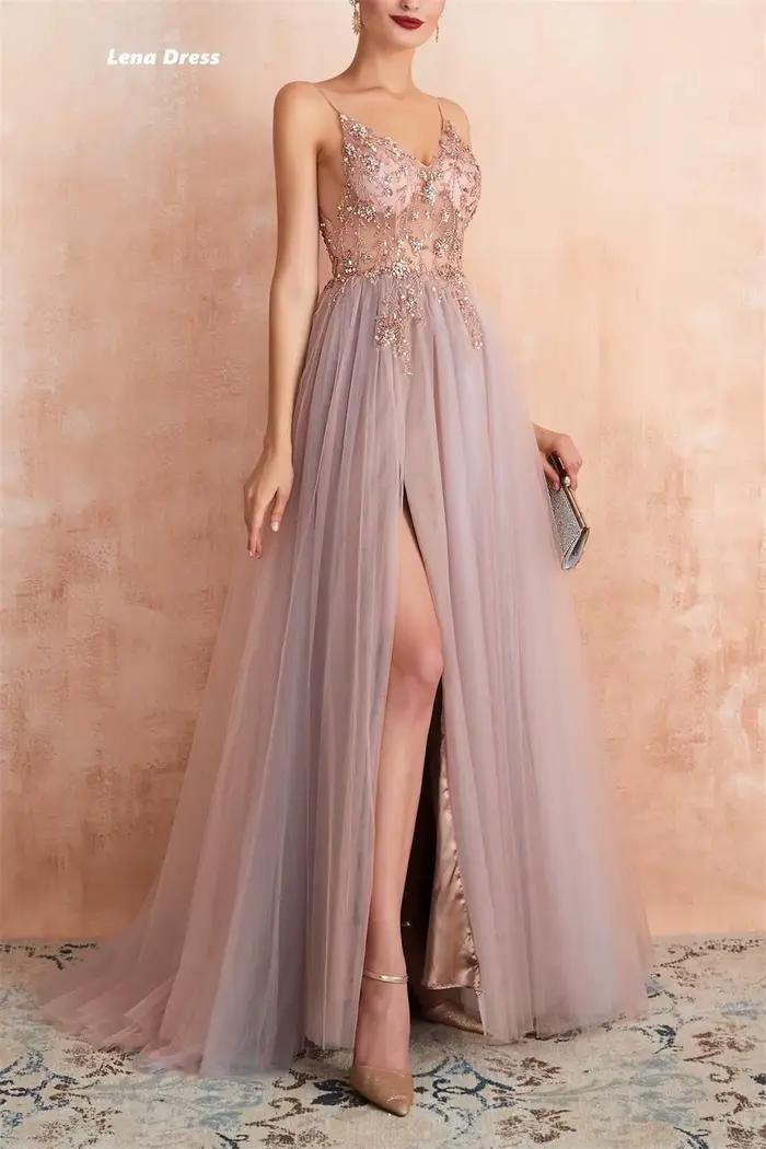 Lena-Robe de soirée en dentelle perlée pour femme