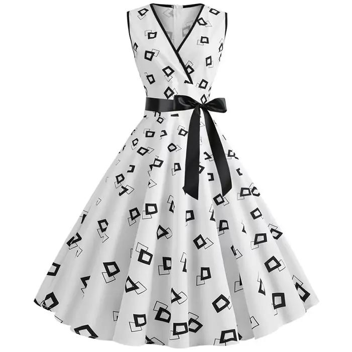 Femme robes rétro Audrey Hepburn années 1950 60 Rockabilly à pois nœud Pinup balle cultivée Robe de soirée