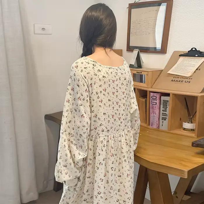 Mousseline 100% coton gaze pour les femmes robe à manches longues bout