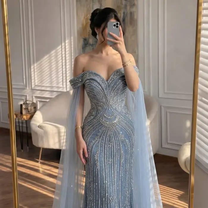 Robe de soirée bleu poussière Serene Hill