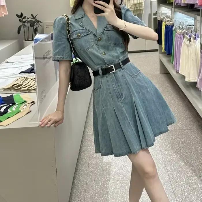 Robes féminines Coquette moulante plage Sexy Corset robe femme serré Denim mode été 2025 Style coréen vêtements une pièce