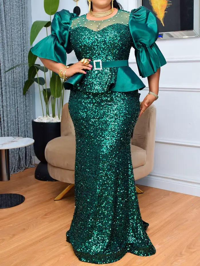 Robes de sirène de luxe à paillettes pour femmes