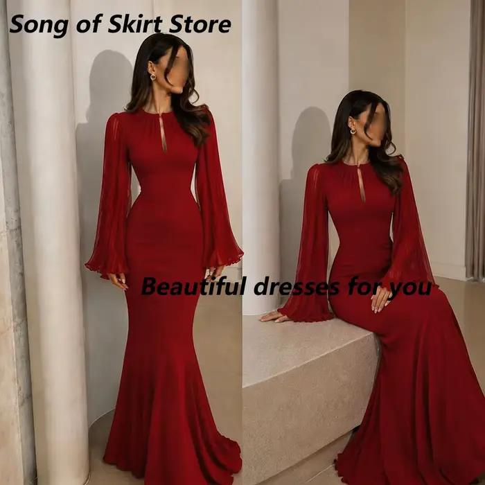 Robe de soirée sirène rouge élégante