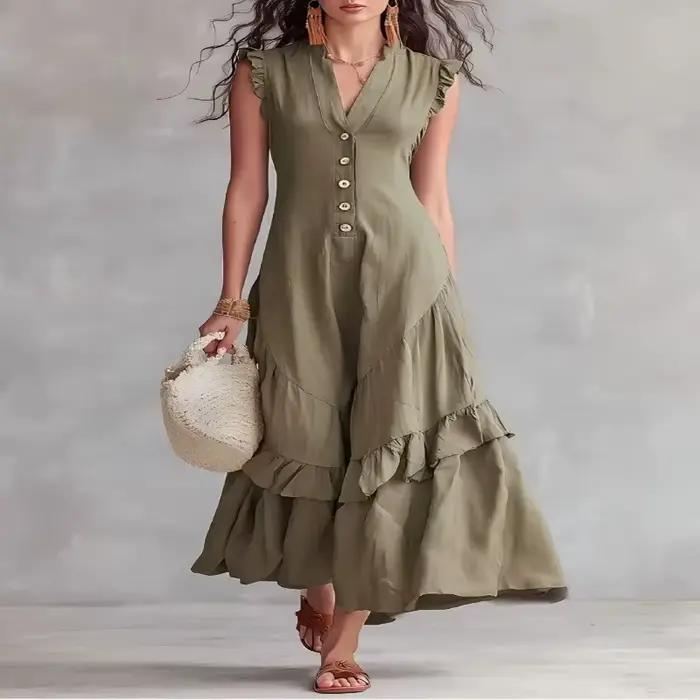 Robe de soirée élégante pour femme en coton et lin
