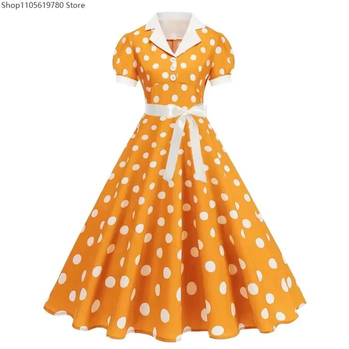 Robe vintage à pois des années 50 et 60 pour femmes