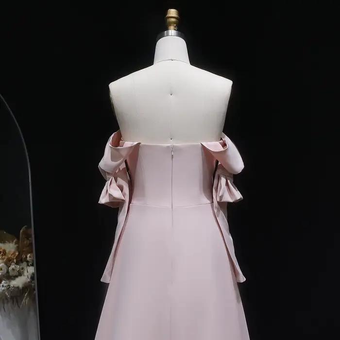 Sharon Said Robe de soirée rose élégante pour femme avec perles florales 3D surjupe à manches longues pour mariage SS540 personnalisable