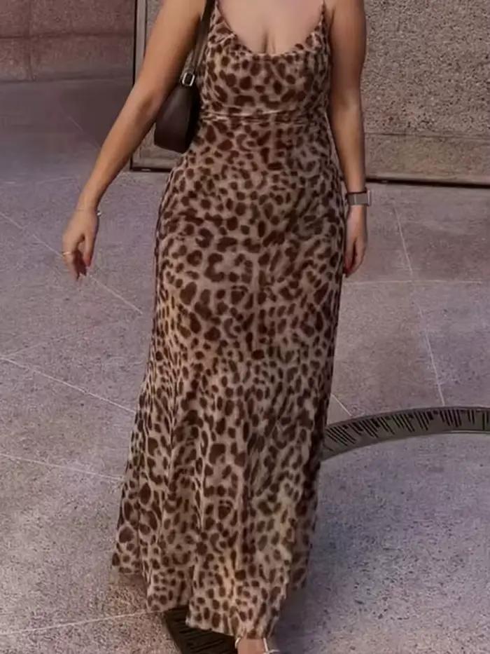 Robe longue élégante HH style léopard