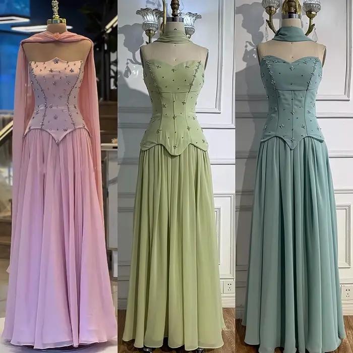 Robe de soirée élégante vert sauge