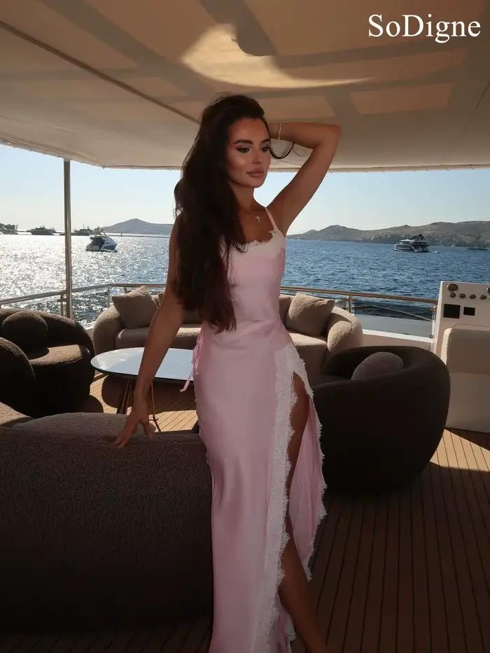 Robes de soirée SoDigne solides et sexy à fines bretelles