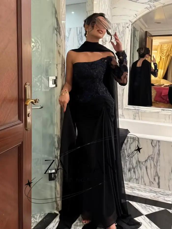 Robes de soirée de luxe en mousseline noire ZanBan