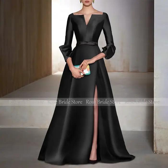 Robes formelles en Satin vert émeraude pour femmes