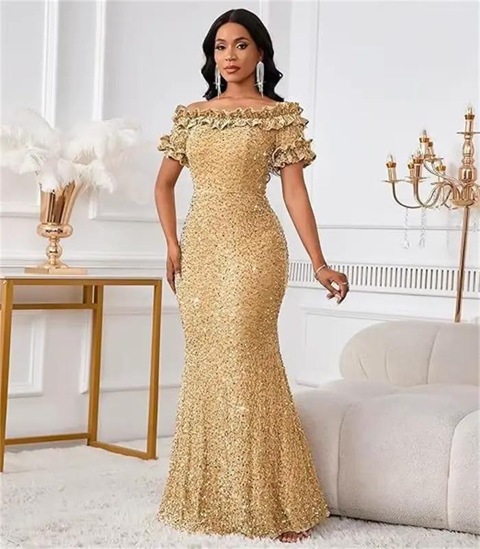 Robe de soirée élégante à épaules dénudées