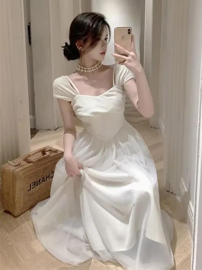 Robe mi-longue princesse pure pour femme