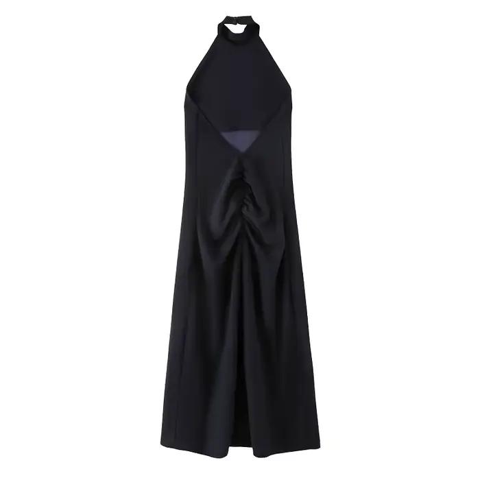 MUJER froncé licou robe femme épaules dénudées robes longues pour les femmes Sexy dos nu