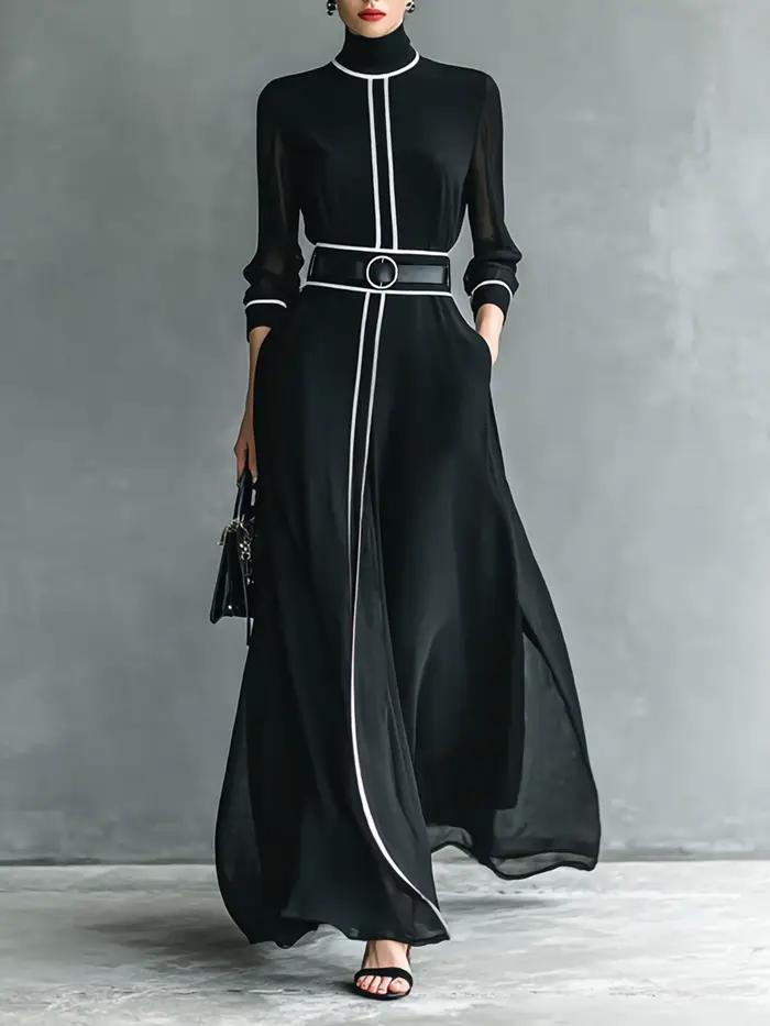Robe longue élégante en mousseline de soie