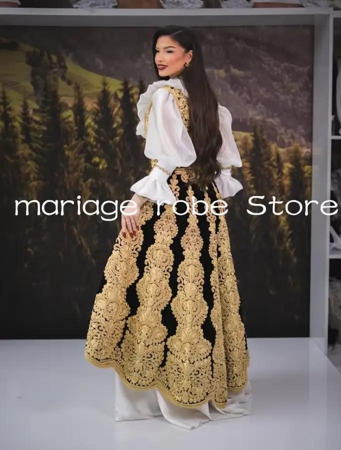 Caftan albain blanc et noir pour mariée
